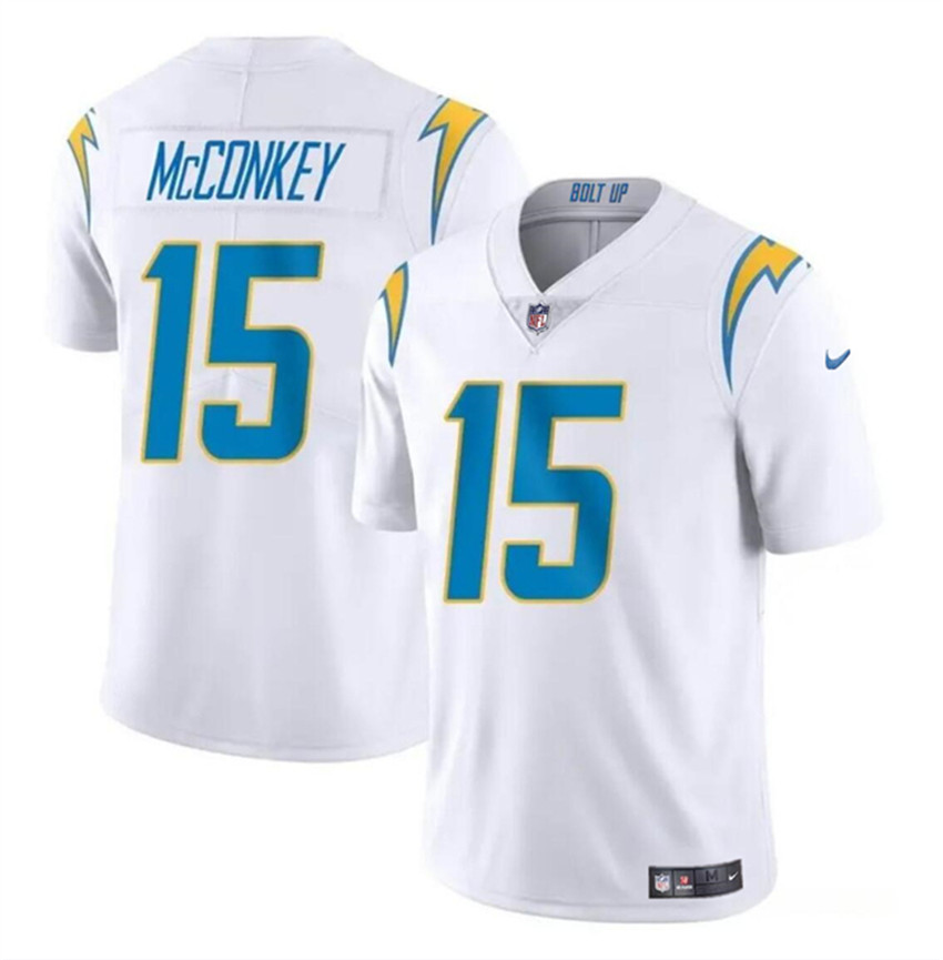 Youth White Los Angeles Chargers #15 Ladd McConkey 2024 Draft Vapor Limited Stitched Football Jersey